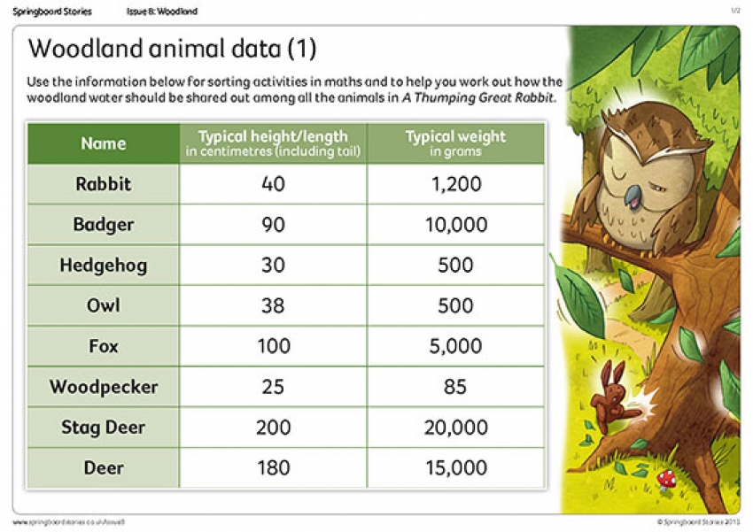 Woodland animal data primary resource