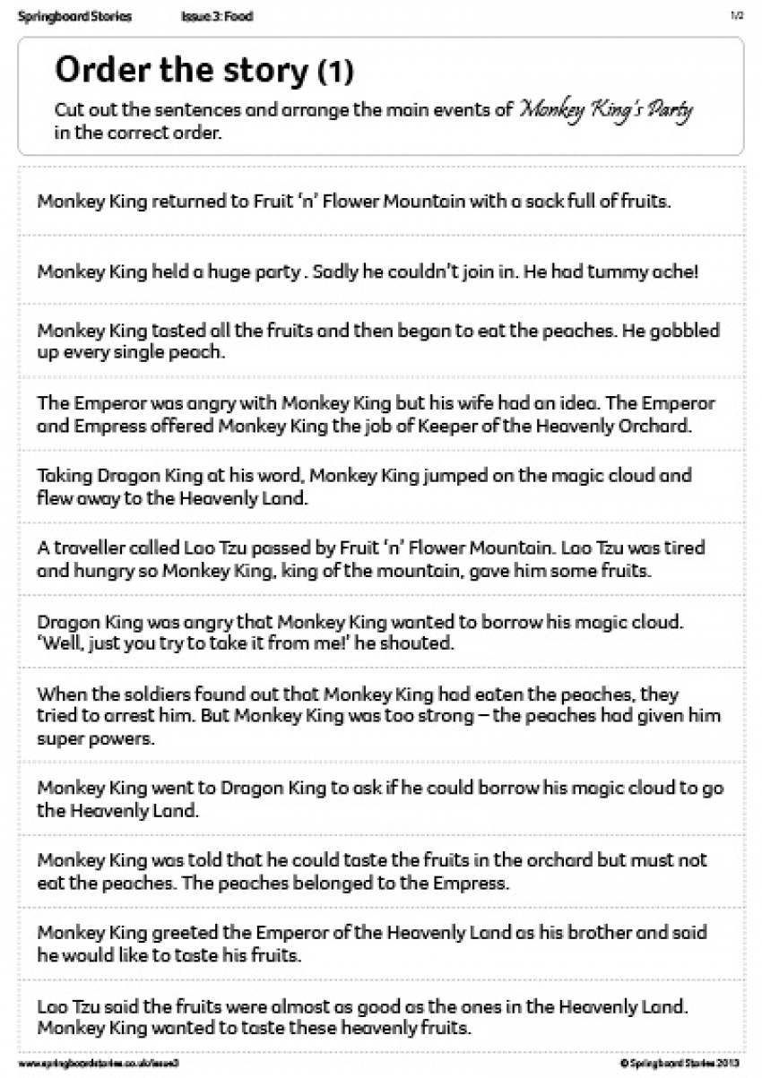 Order the story primary resource