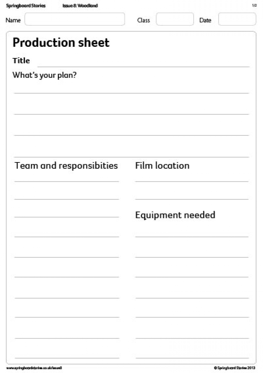 Production sheet &ndash; primary resource