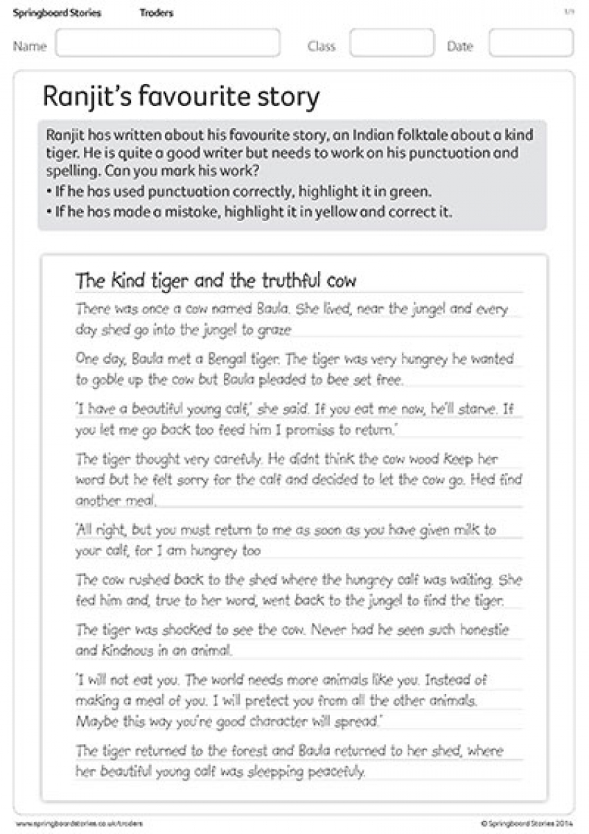 Edit Ranjet's story primary literacy resource