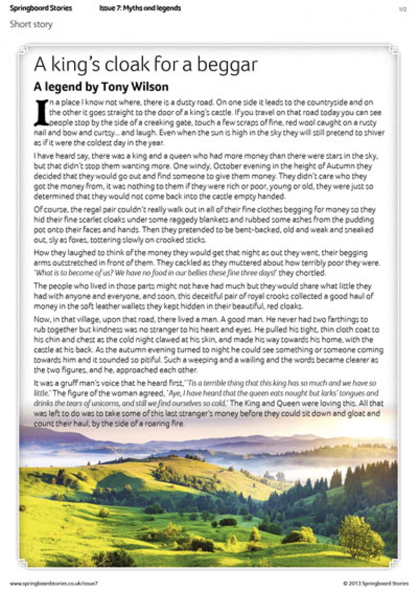 A king&rsquo;s cloak for a beggar short story by Tony Wilson