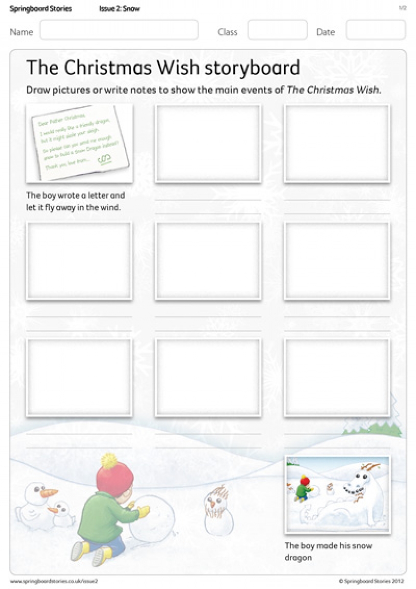 The Christmas Wish storyboard primary resource