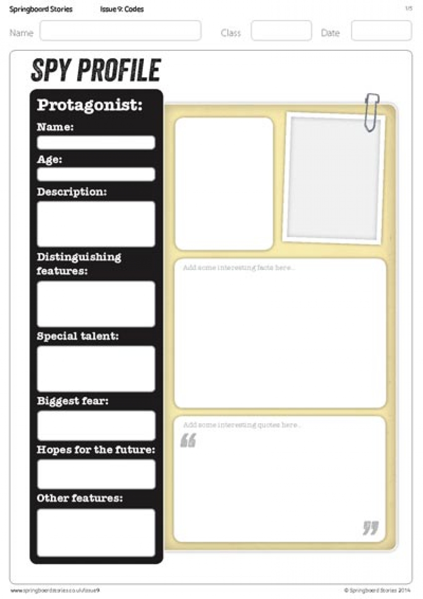 Spy character profile primary resource
