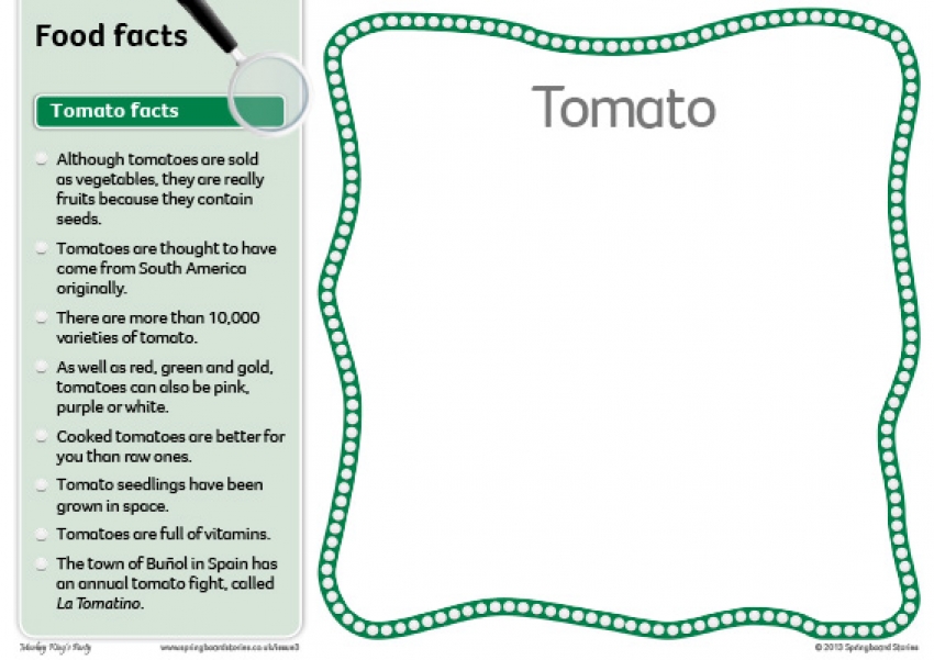 Food fact cards &ndash; text only primary resources