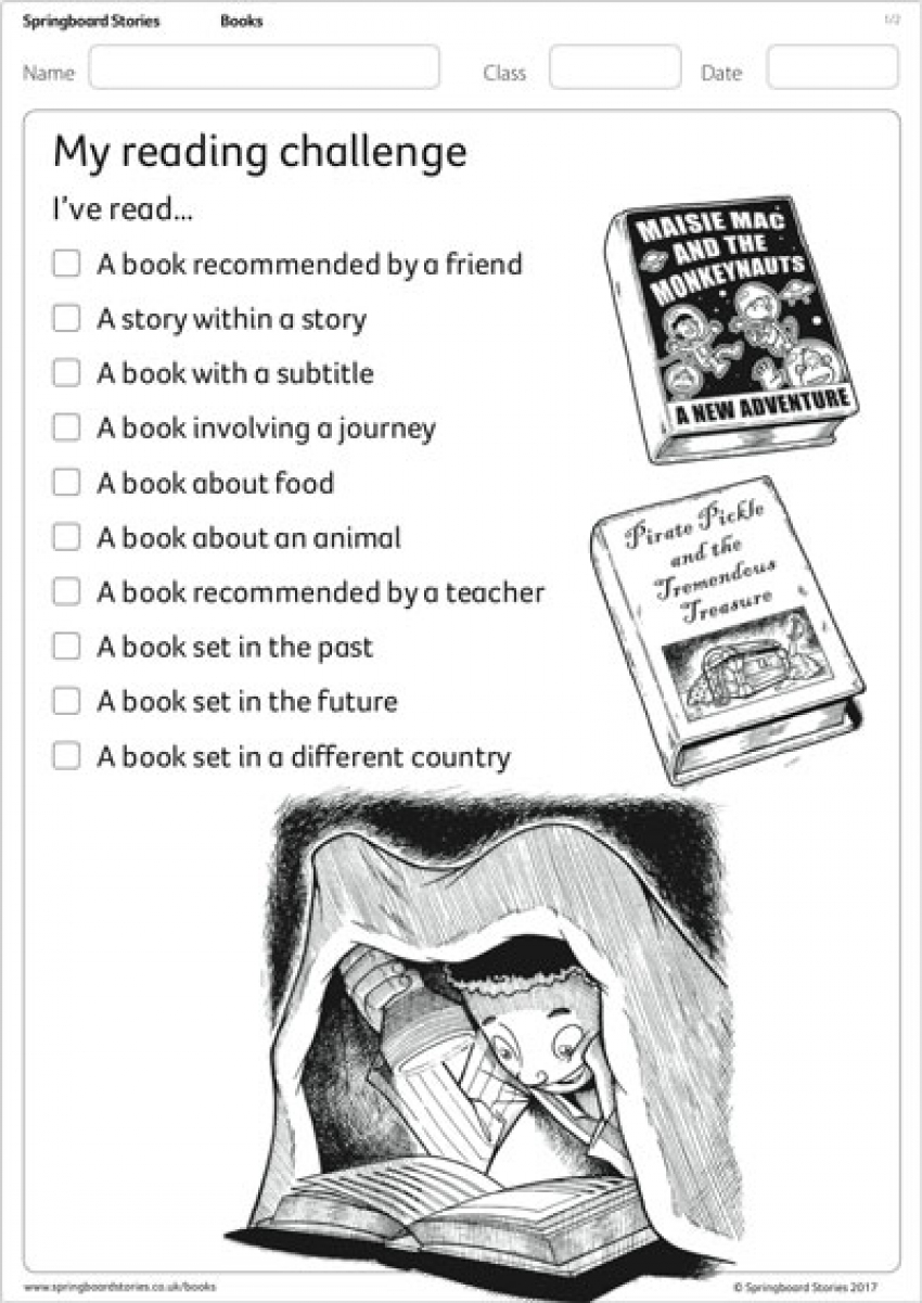 Books reading challenge primary resource