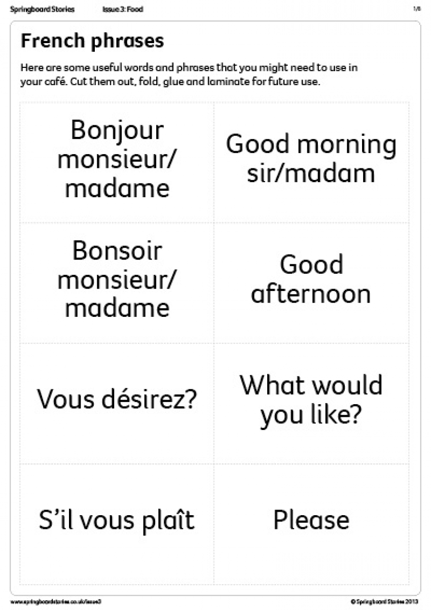 French phrases primary resource