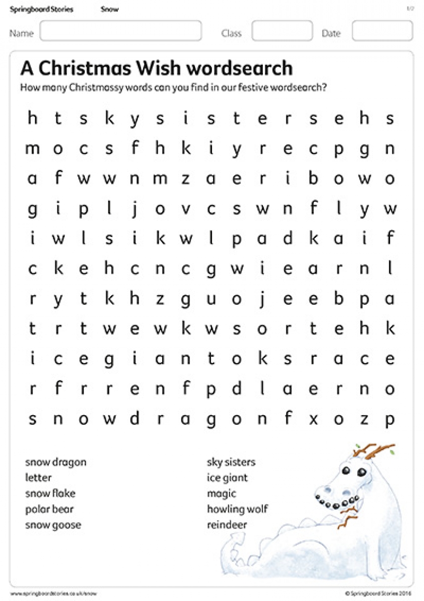 Wordsearch activity sheet