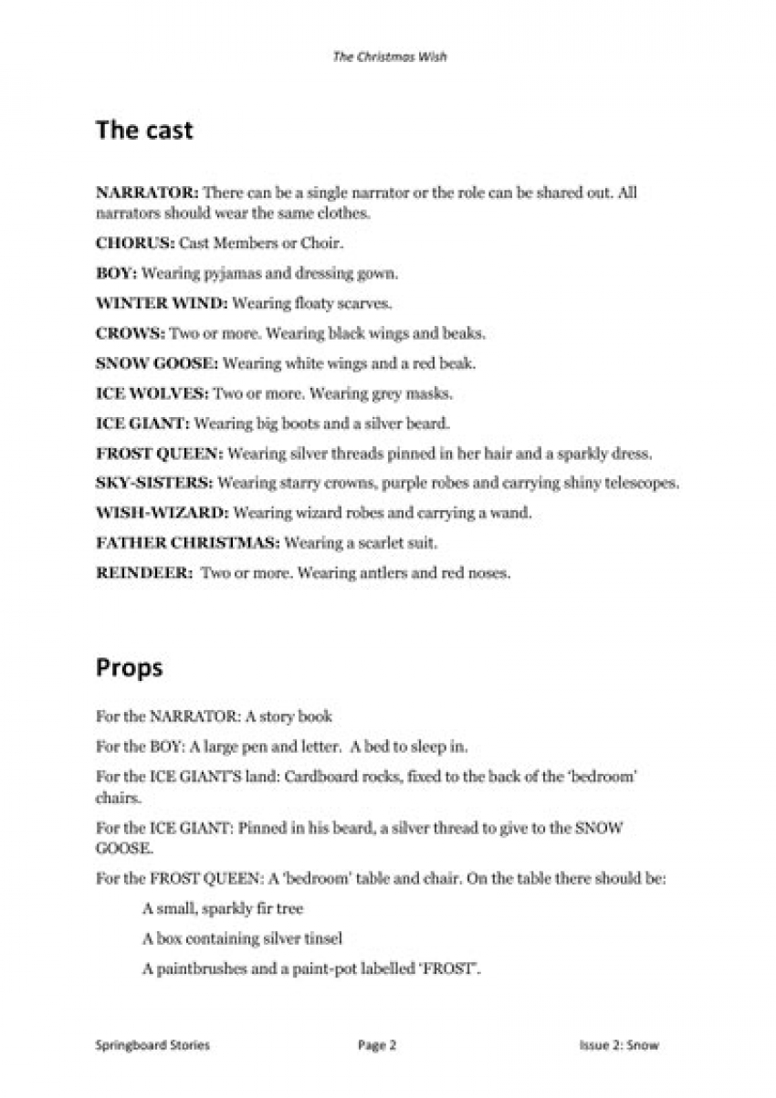 The Christmas Wish playscript primary resource