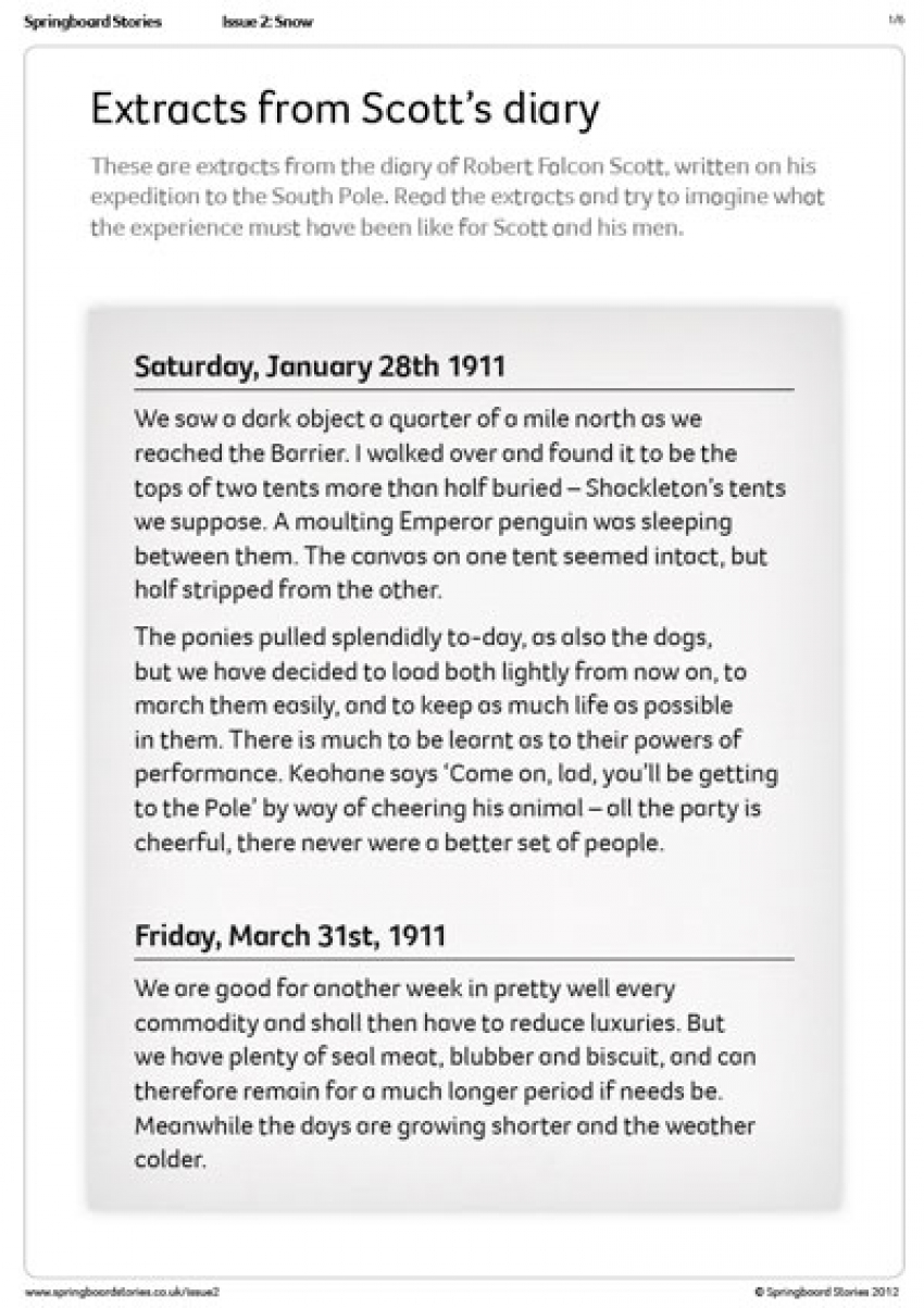 Scott's diary primary resource